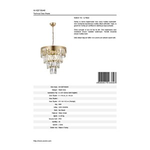 Spoil Klasik Avize E27 72w 40cm Metal, Cam Sarı Dorbien-av-4287-bsa40