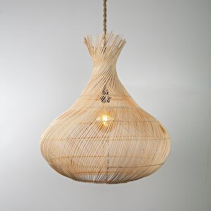 Sarmal Modern Avize E27 12w 60cm Rattan Doğal Dorbien-slb-8018