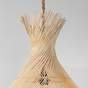Sarmal Modern Avize E27 12w 60cm Rattan Doğal Dorbien-slb-8018