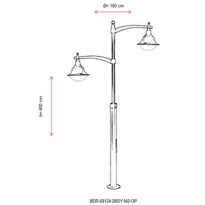 Bahçe Direkleri E27 24w 160cm Çelik Boru Siyah Dorbien-bdr-68124-2bsy-m2-op