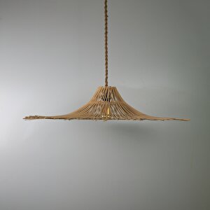 Gamp Modern Avize E27 12w 50cm Rattan Doğal Dorbien-slr-8073