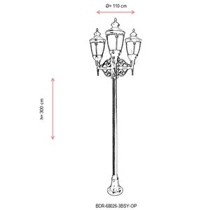 Bahçe Direkleri E27 36w 110cm Alüminyum Kahverengi/siyah Dorbien-bdr-68026-3bsy-op