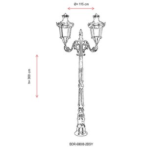 Bahçe Direkleri E27 24w 115cm Alüminyum Siyah Dorbien-bdr-68008-2bsy