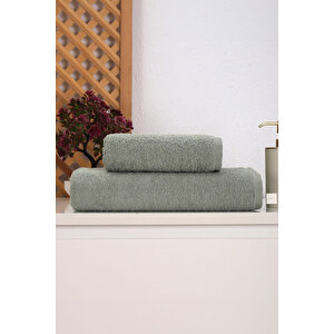 2 Parça Kadın / Erkek Banyo Duş Hamam Havlu Seti 90x150 Cm %100 Pamuklu Koyu Yeşil