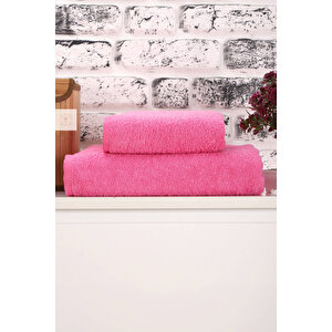2 Parça Kadın / Erkek Banyo Duş Hamam Havlu Seti 90x150 Cm %100 Pamuklu Pembe