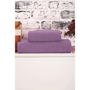 2 Parça Kadın / Erkek Banyo Duş Hamam Havlu Seti 90x150 Cm %100 Pamuklu Mor