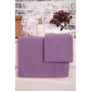 2 Parça Kadın / Erkek Banyo Duş Hamam Havlu Seti 90x150 Cm %100 Pamuklu Mor