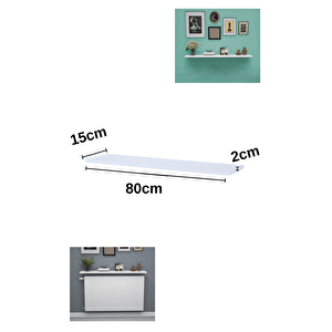 Duvara Monteli Beyaz Petek Üstü Dresuar Uçan Kitaplık Raf Düzenleyici Raf Model 80 Cm