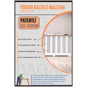 Perge Model, Beyaz Üstü Çam Renk, 116 Cm Petek Kaplama, Dresuar