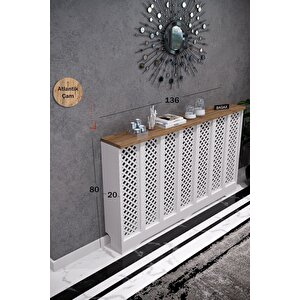 Perge Model,  Beyaz Üstü Çam Renk, 136 Cm Petek Kaplama, Dresuar