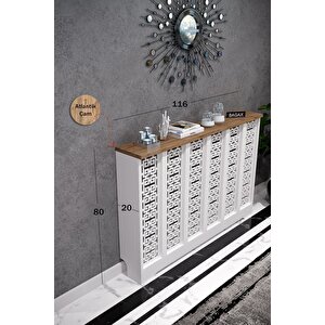 Karatay Model, Beyaz Üstü Çam Renk, 116 Cm Petek Kaplama, Dresuar