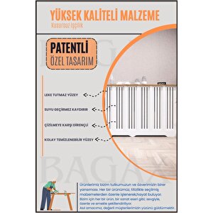 Karatay Model, Beyaz Üstü Çam Renk, 116 Cm Petek Kaplama, Dresuar