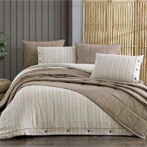 Casa Olive Çift Kişilik 7 Parça Yatak Örtüsü Seti Kahverengi