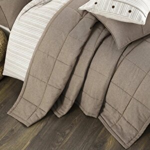 Casa Olive Çift Kişilik 7 Parça Yatak Örtüsü Seti Kahverengi