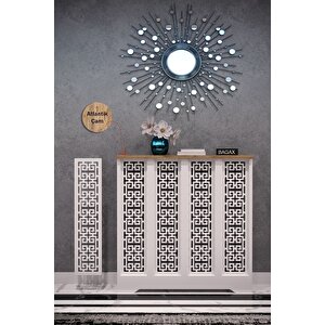 Karatay Model, Beyaz Üstü Çam Renk, 76 Cm Petek Kaplama, Dresuar