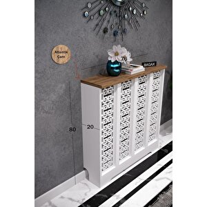 Karatay Model, Beyaz Üstü Çam Renk, 76 Cm Petek Kaplama, Dresuar