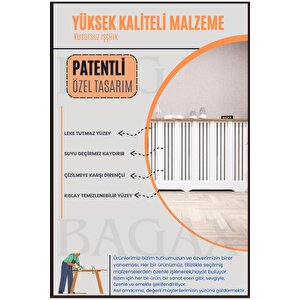 Perge Model, Beyaz  Üstü Çam Renk, 96 Cm Petek Kaplama, Dresuar