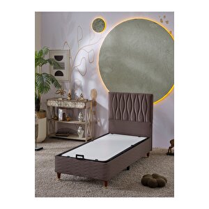 Almula 90x190 Tek Kişilik (baza+başlık+yatak) 3 Lü Set (açık Kahve)