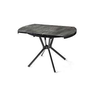 Bade Mdf Oval Highgloss Açılır Mutfak Masası 73x120 Siyah