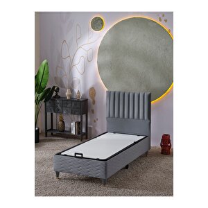 Ezgi 90x190 Tek Kişilik (baza+başlık+yatak) 3 Lü Set (gri)