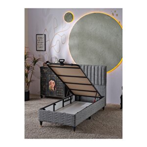 Ezgi 90x190 Tek Kişilik (baza Başlik) 2 Li Set (keten Gri̇)