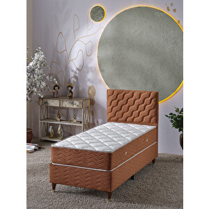 Simge 90x190 Tek Kişilik (baza+başlık+yatak) 3 Lü Set (kiremit)