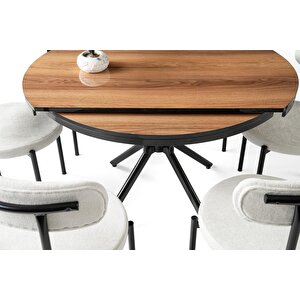 Bade Mdf Oval Highgloss Açılır Mutfak Masası 73x120 Ceviz