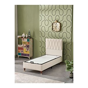 Almula 90x190 Tek Kişilik (baza+başlık+yatak) 3 Lü Set (krem)