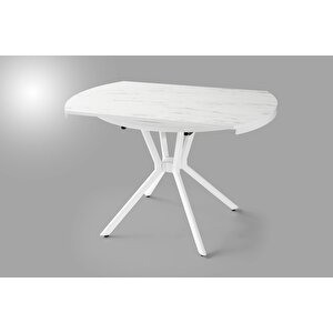 Bade Mdf Oval Highgloss Açılır Mutfak Masası 73x120 Beyaz