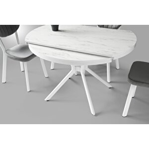 Bade Mdf Oval Highgloss Açılır Mutfak Masası 73x120 Beyaz