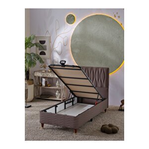 Almula 90x190 Tek Kişilik (baza+başlık) 2 Li Set (açık Kahve)