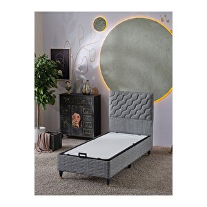Simge 90x190 Tek Kişilik (baza+başlık) 2 Li Set (keten Gri)
