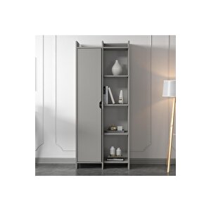 Offer Çok Raflı, Tek Kapaklı Kitaplık Gri - 180 Cm, Ev-ofis, Kütüphane Gri