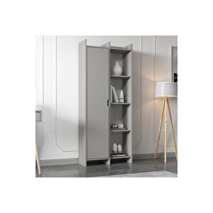 Offer Çok Raflı, Tek Kapaklı Kitaplık Gri - 180 Cm, Ev-ofis, Kütüphane Gri