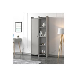 Offer Çok Raflı, Tek Kapaklı Kitaplık Gri - 180 Cm, Ev-ofis, Kütüphane Gri