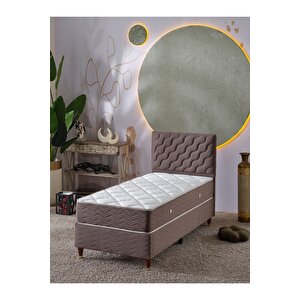 Simge 90x190 Tek Kişilik (baza+başlık+yatak) 3 Lü Set (kahve)