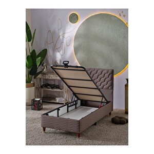 Simge 90x190 Tek Kişilik (baza+başlık+yatak) 3 Lü Set (kahve)