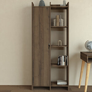 Offer Çok Raflı, Tek Kapaklı Kitaplık - 180 Cm, Ev-ofis, Kütüphane - Antik Ceviz Doğal
