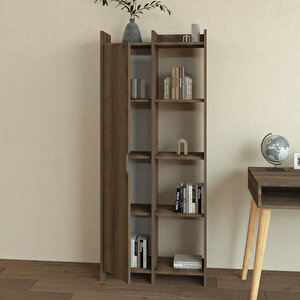 Offer Çok Raflı, Tek Kapaklı Kitaplık - 180 Cm, Ev-ofis, Kütüphane - Antik Ceviz Doğal