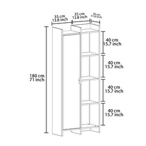 Offer Çok Raflı, Tek Kapaklı Kitaplık - 180 Cm, Ev-ofis, Kütüphane - Antik Ceviz