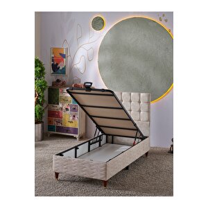Bengü 90x190 Tek Kişilik (baza Başlik) 2 Li Set (jeryy Krem)
