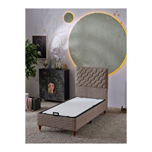 Simge 90x190 Tek Kişilik (baza+başlık) 2 Li Set (keten Kahve)