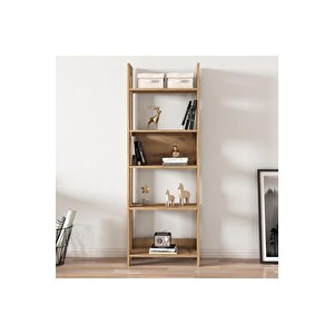 Country Çok Raflı Kitaplık, Dekoratif Kitaplık, 5 Raflı Ev-ofis Kitaplık Kütüphane Kilim