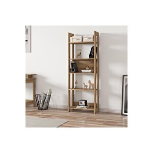 Country Çok Raflı Kitaplık, Dekoratif Kitaplık, 5 Raflı Ev-ofis Kitaplık Kütüphane Kilim