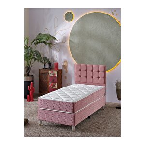 Bengü 90x190 Tek Kişilik (baza+başlık+yatak) 3 Lü Set (pembe)