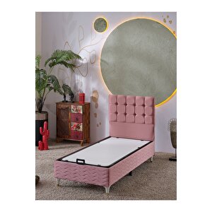 Bengü 90x190 Tek Kişilik (baza+başlık+yatak) 3 Lü Set (pembe)
