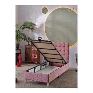 Bengü 90x190 Tek Kişilik (baza+başlık+yatak) 3 Lü Set (pembe)