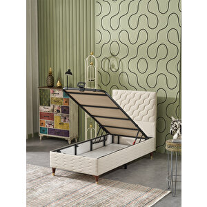 Simge 90x190 Tek Kişilik (baza+başlık) 2 Li Set (babyface Krem)