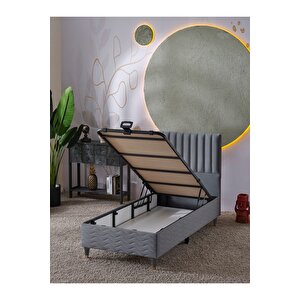 Ezgi 90x190 Tek Kişilik (baza+başlık) 2 Li Set (gri)