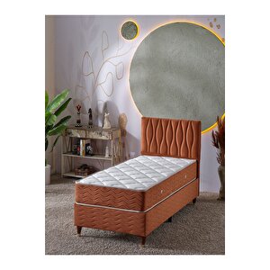 Almula 90x190 Tek Kişilik (baza+başlık+yatak) 3 Lü Set (kiremit)
